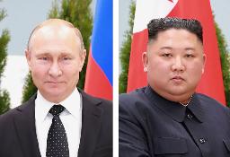 　ロシアのプーチン大統領、北朝鮮の金正恩朝鮮労働党総書記（いずれも朝鮮通信＝共同）